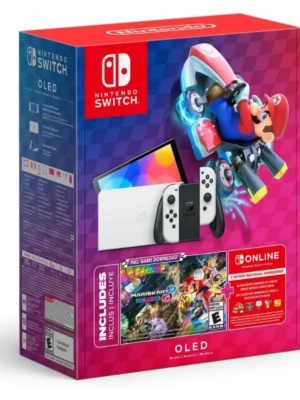 Consola Nintendo Switch | Modelo OLED | Incluye Juego Mario Kart 8 Deluxe (Juego Completo Descargable + 3 Meses de Membresía Nintendo Switch Online) | 64 GB de almacenamiento